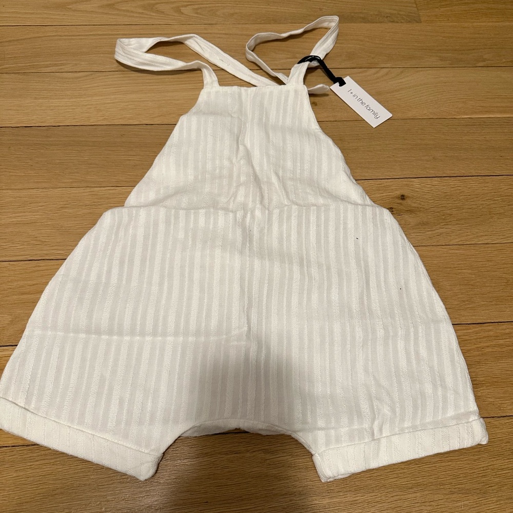 1+ in the Family White Striped Kids Overalls